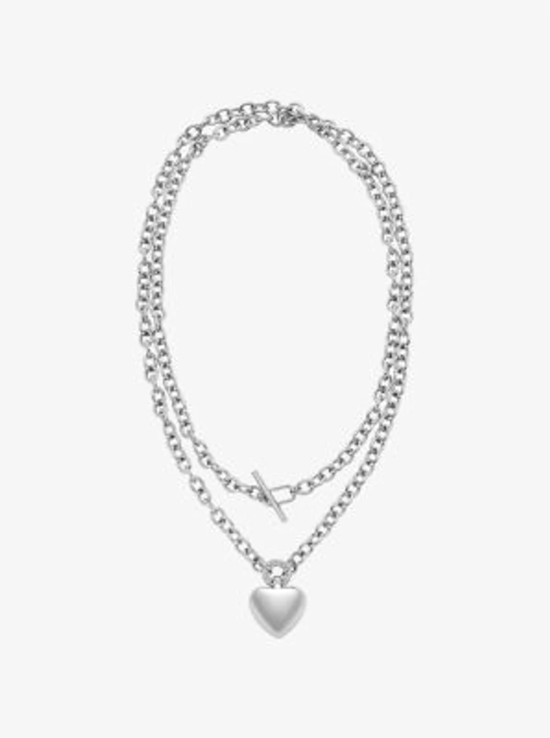 Pavé Puffy Heart Pendant Necklace