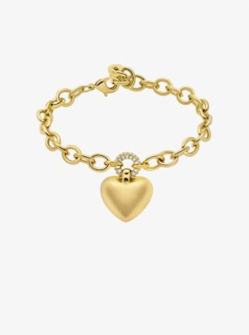 Pavé Puffy Heart Pendant Bracelet