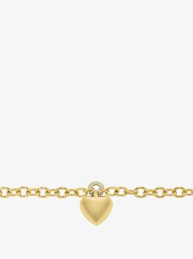 Pavé Puffy Heart Pendant Bracelet