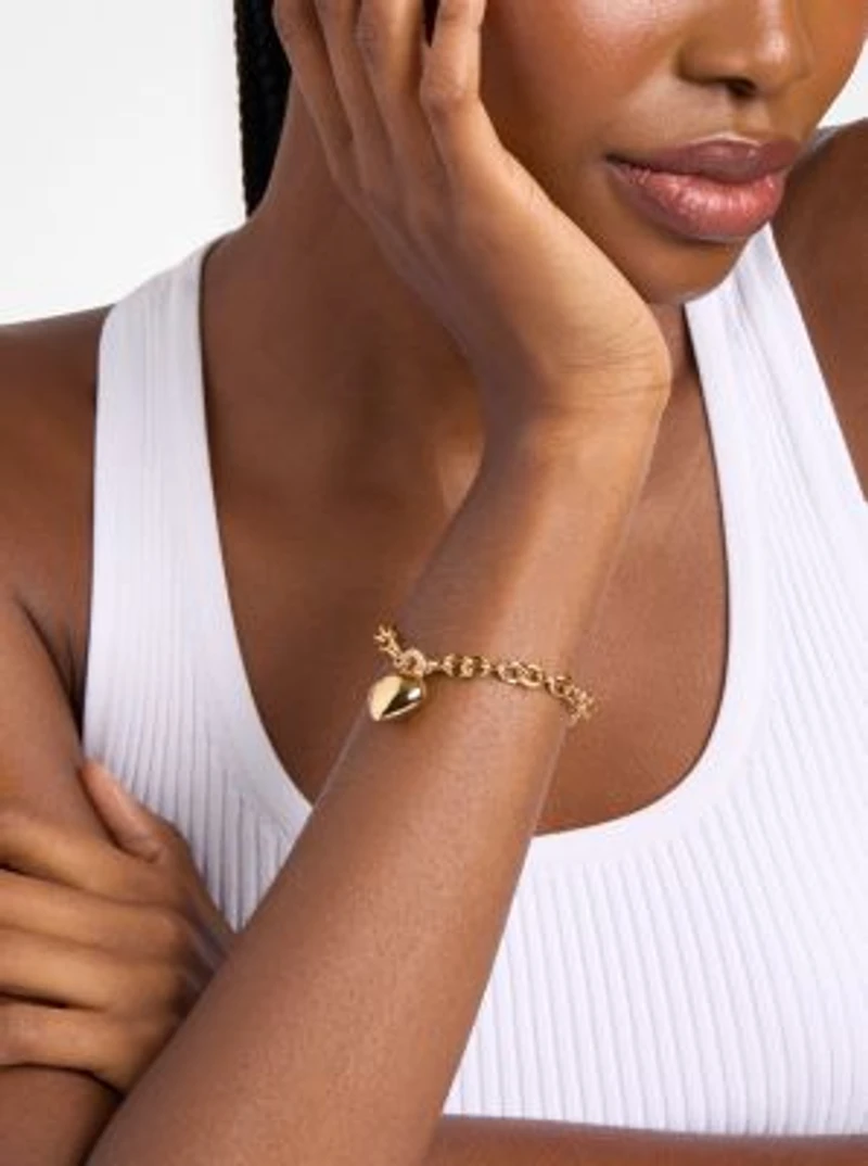 Pavé Puffy Heart Pendant Bracelet