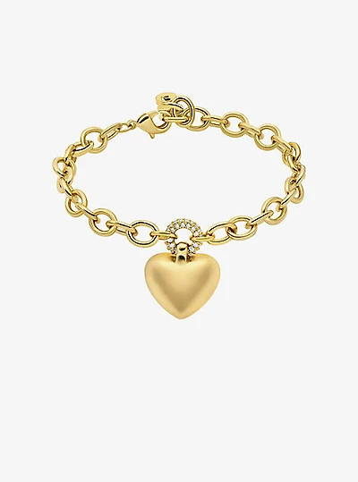 Pavé Puffy Heart Pendant Bracelet