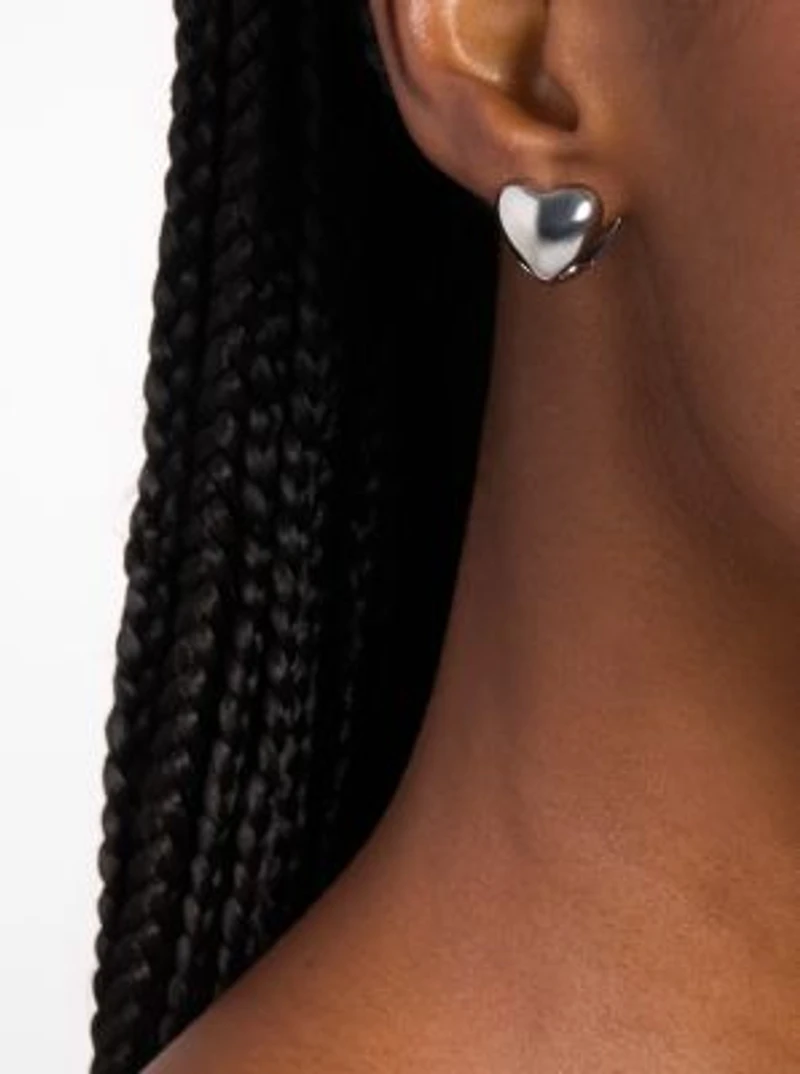 Puffy Heart Huggie Earrings