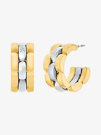 Two-Tone 3-Link Huggie Earrings