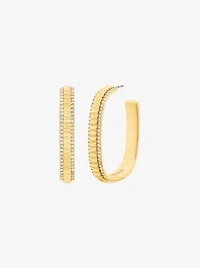 Pavé Gold-Tone Brass Hoop Earrings
