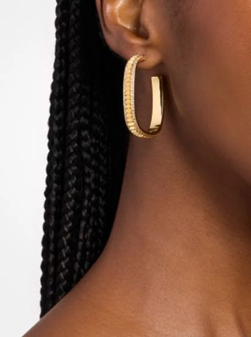 Pavé Gold-Tone Brass Hoop Earrings