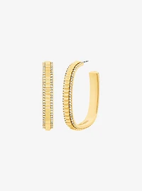 Pavé Gold-Tone Brass Hoop Earrings