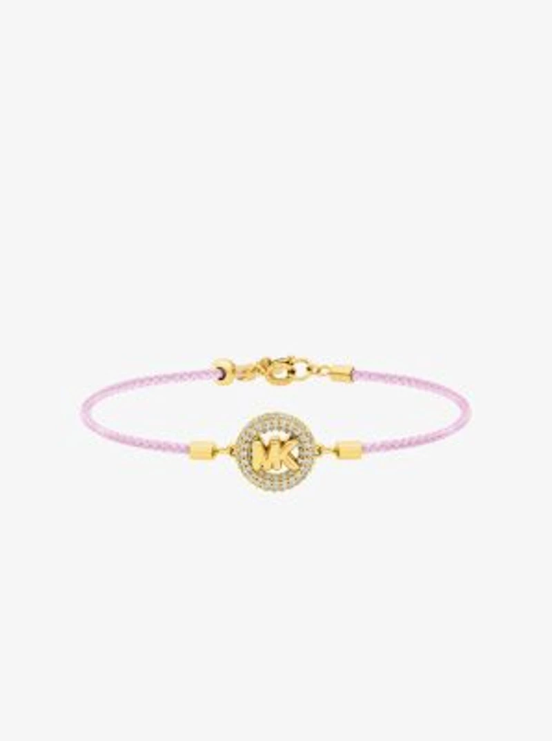 Pavé Gold-Tone Logo Corded Bracelet