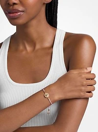 Pavé Gold-Tone Logo Corded Bracelet