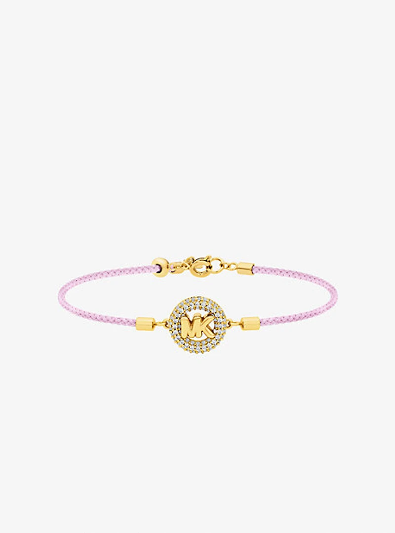 Pavé Gold-Tone Logo Corded Bracelet