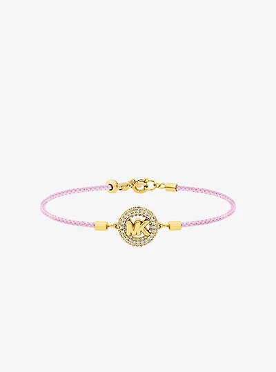 Pavé Gold-Tone Logo Corded Bracelet