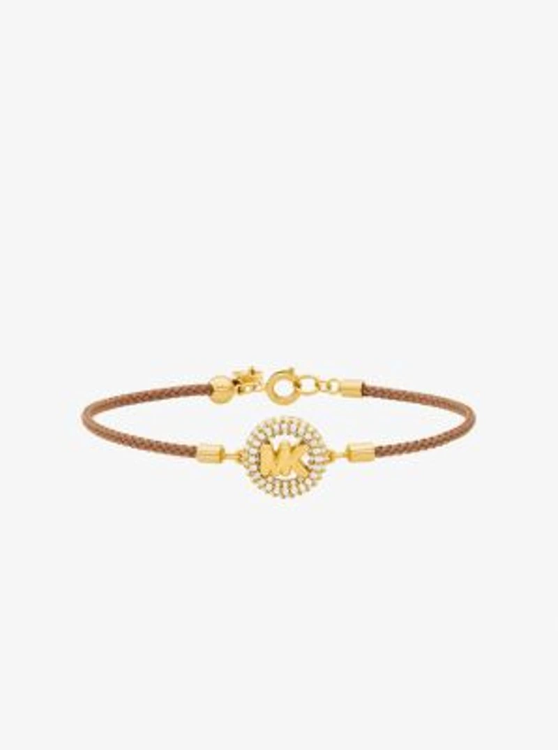 Pavé Gold-Tone Logo Corded Bracelet