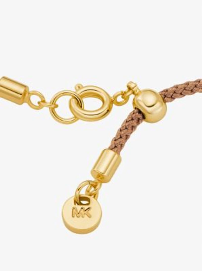 Pavé Gold-Tone Logo Corded Bracelet