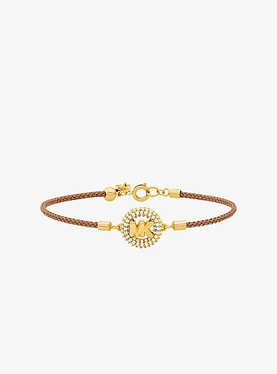 Pavé Gold-Tone Logo Corded Bracelet