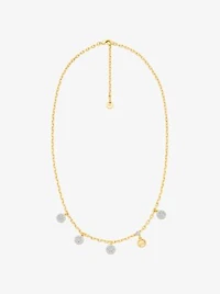 Brass Pavé Disk Charm Necklace