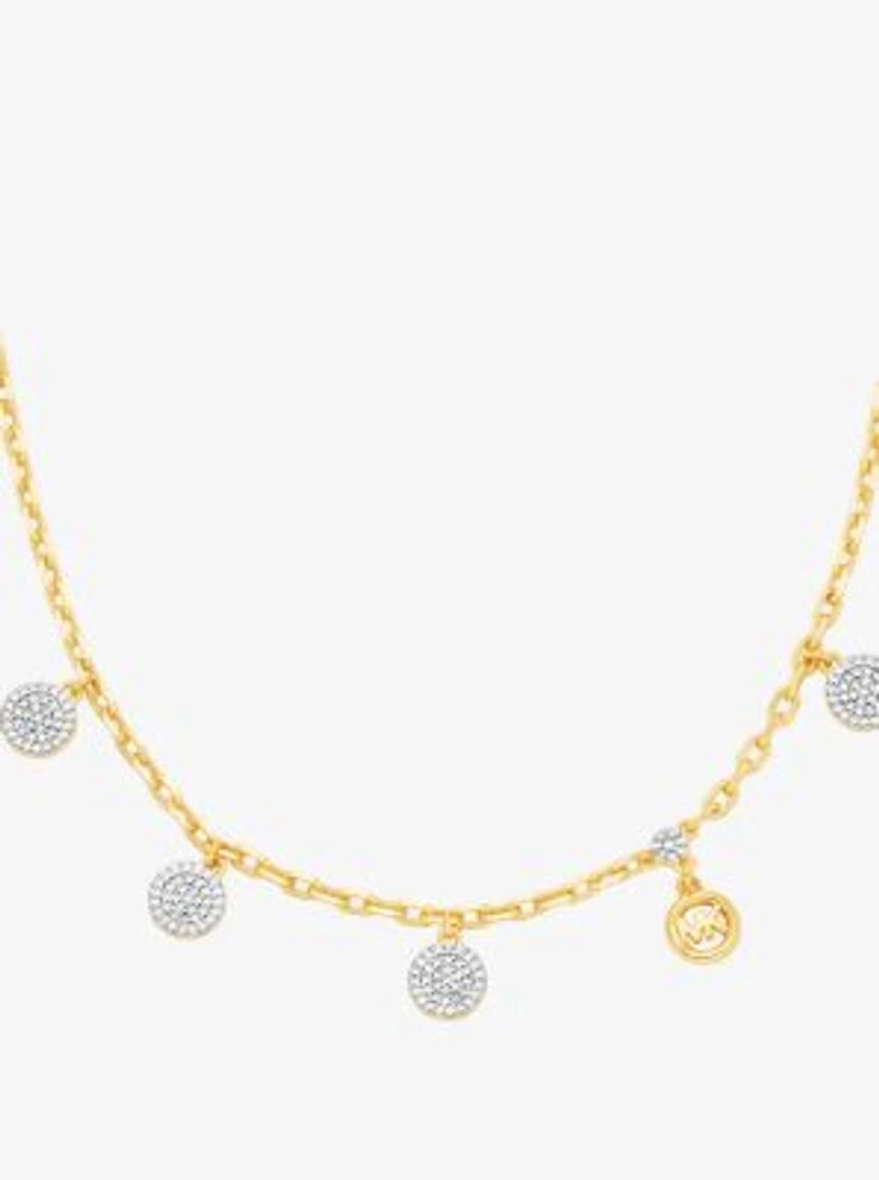 Brass Pavé Disk Charm Necklace