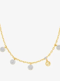 Brass Pavé Disk Charm Necklace