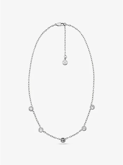 Logo Bezeled Pavé Necklace