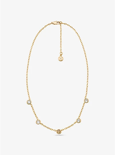Logo Bezeled Pavé Necklace
