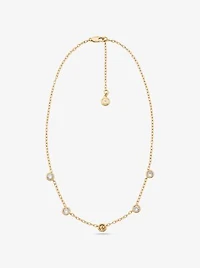 Logo Bezeled Pavé Necklace