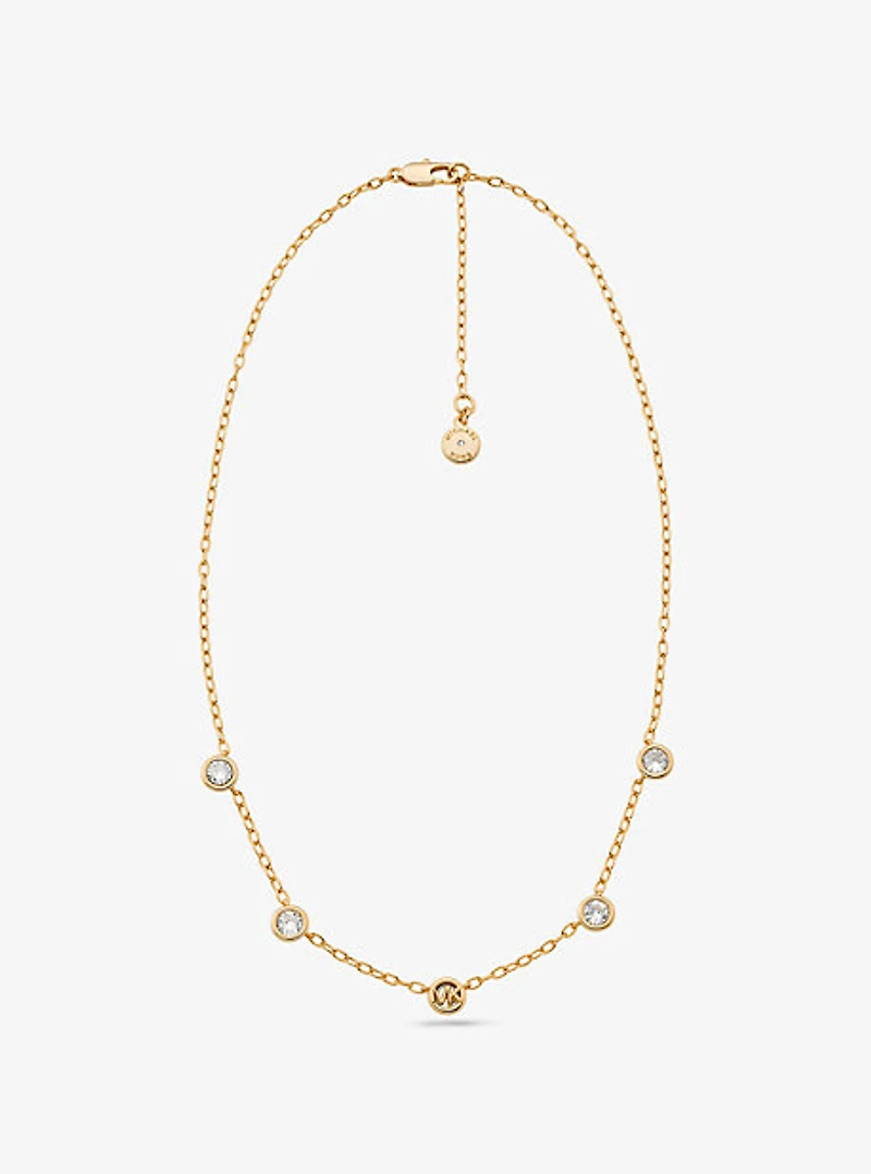 Logo Bezeled Pavé Necklace