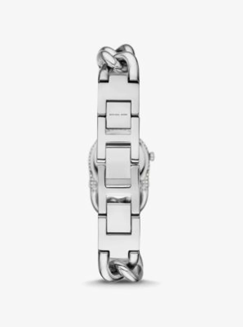 Petite Pavé Silver-Tone Chain-Link Watch