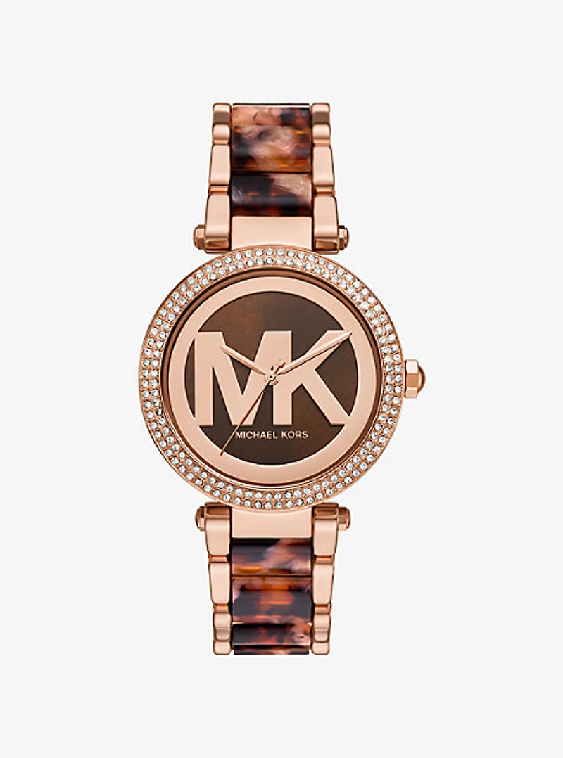 Parker Pavé Rose Gold-Tone and Acetate Watch