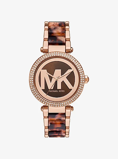 Parker Pavé Rose Gold-Tone and Acetate Watch