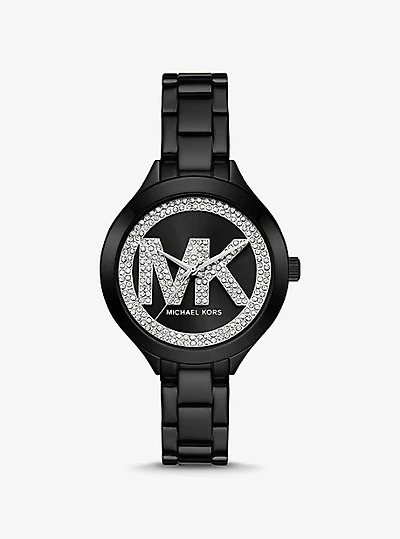 Aspyn Pavé Logo Black-Tone Watch