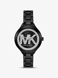 Aspyn Pavé Logo Black-Tone Watch