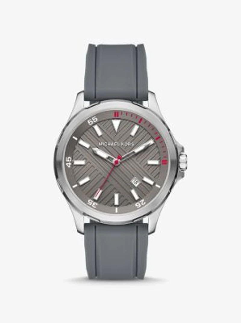 Oversized Bowen Gray-Tone and Silicone Watch