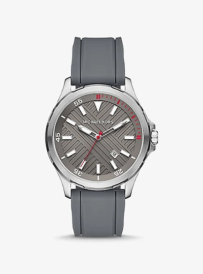 Oversized Bowen Gray-Tone and Silicone Watch