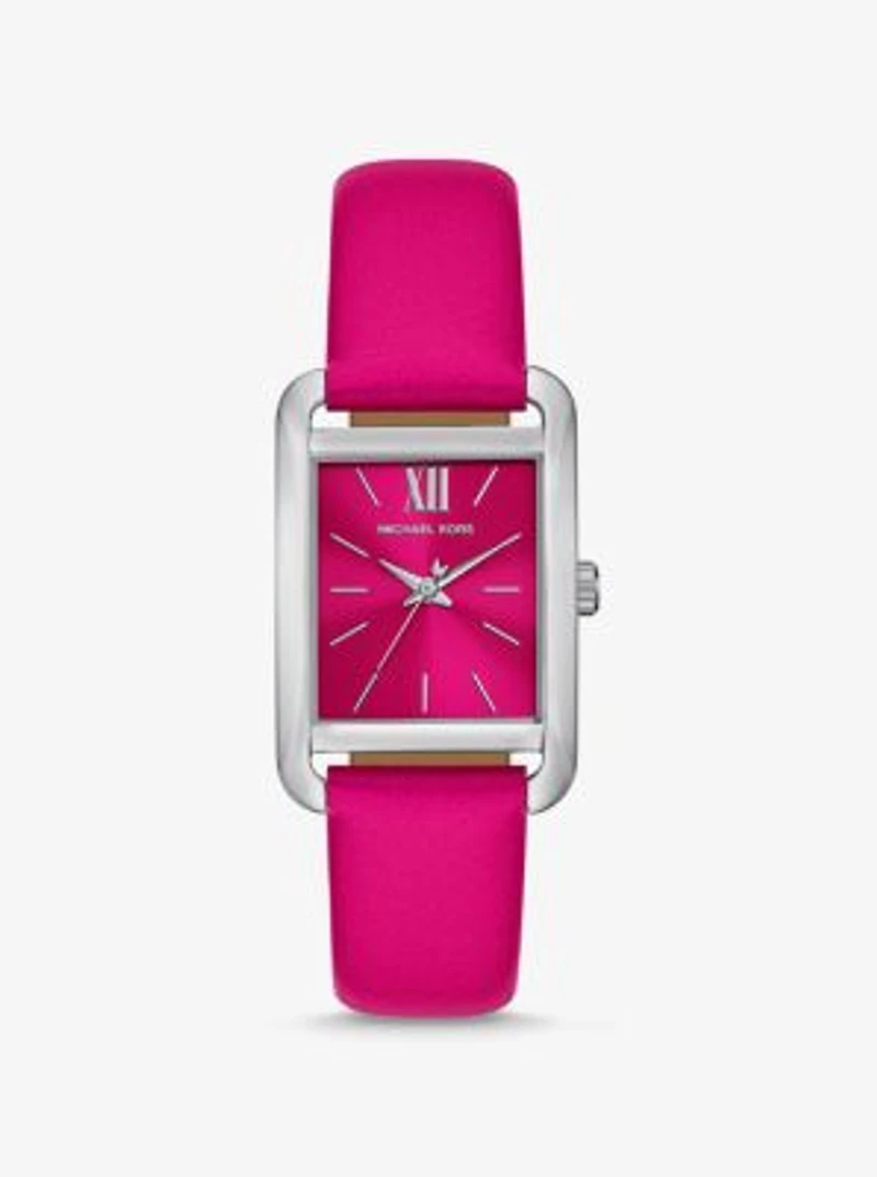 Monroe Silver-Tone and Leather Watch