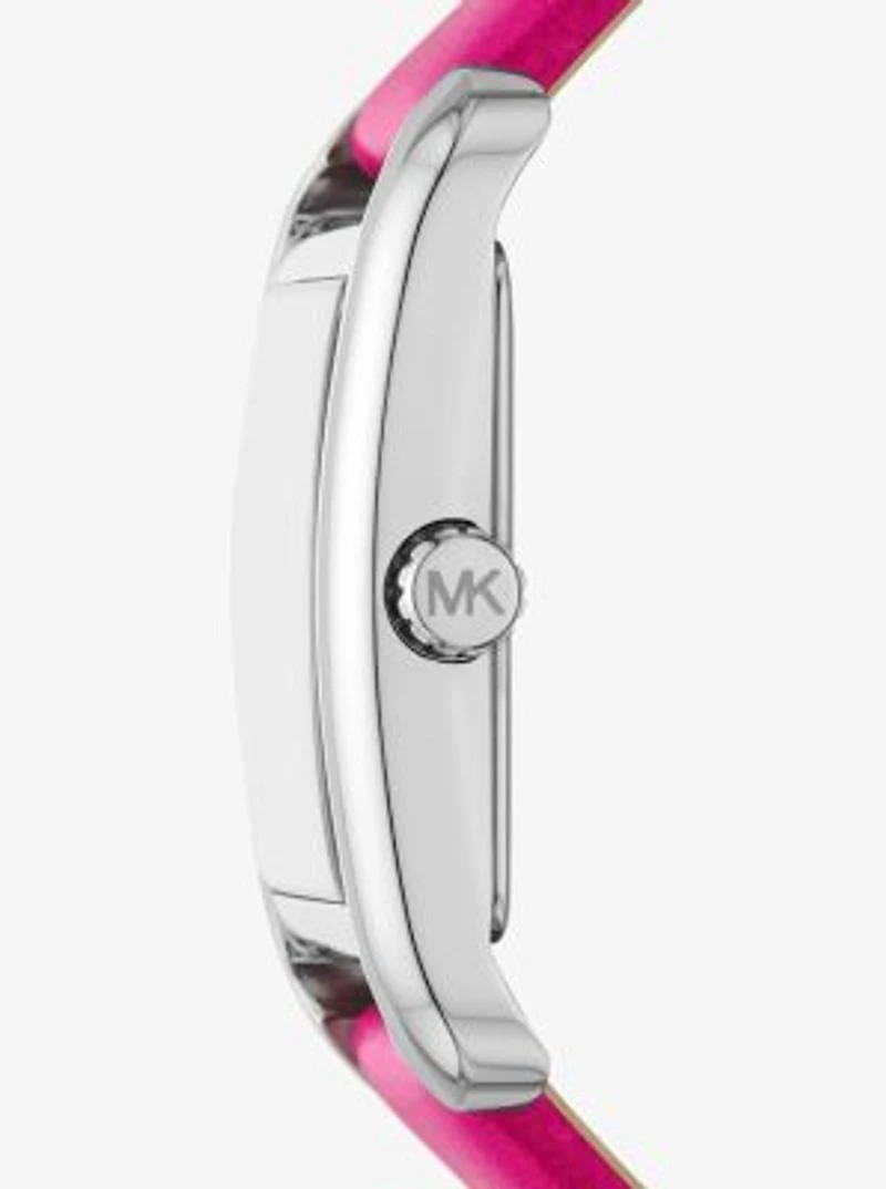 Monroe Silver-Tone and Leather Watch