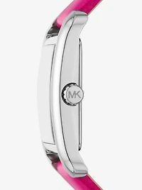 Monroe Silver-Tone and Leather Watch