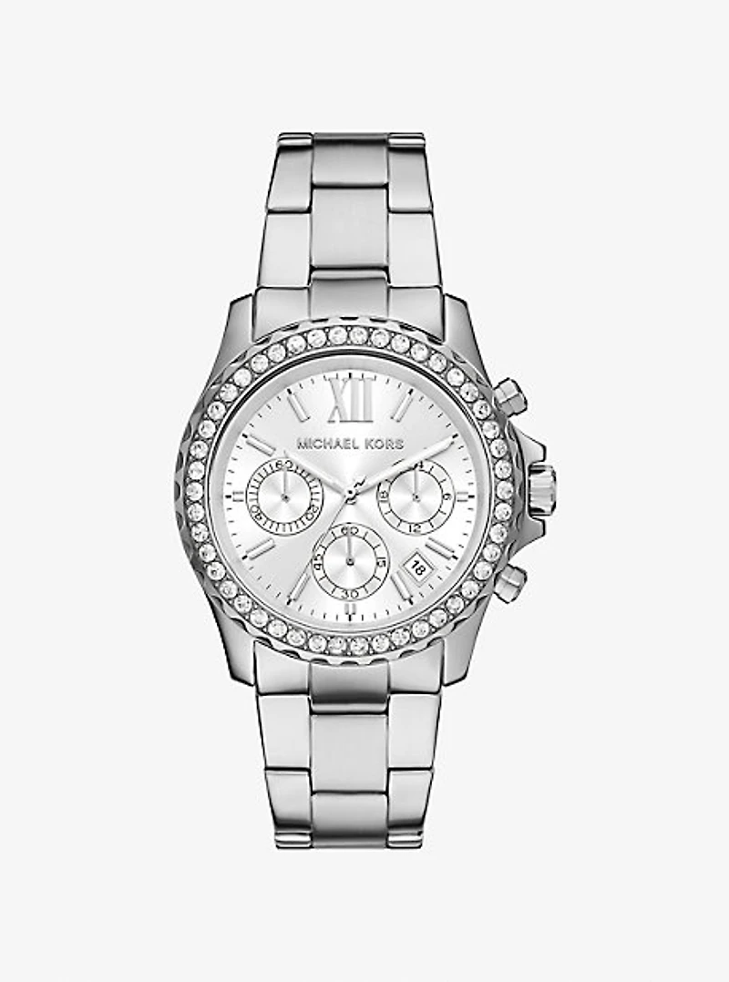 Oversized Everest Pavé Silver-Tone Watch