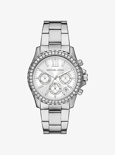 Oversized Everest Pavé Silver-Tone Watch