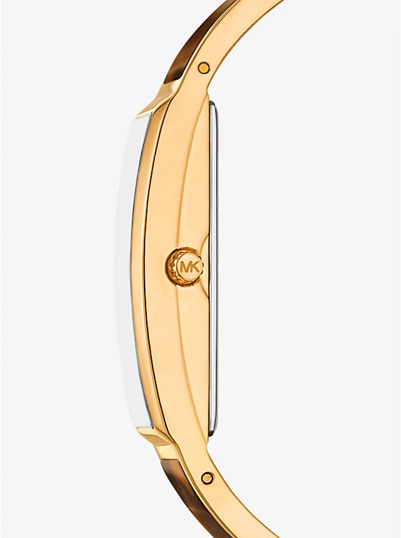 Yazmeen Gold-Tone and Tortoiseshell Acetate Bangle Watch