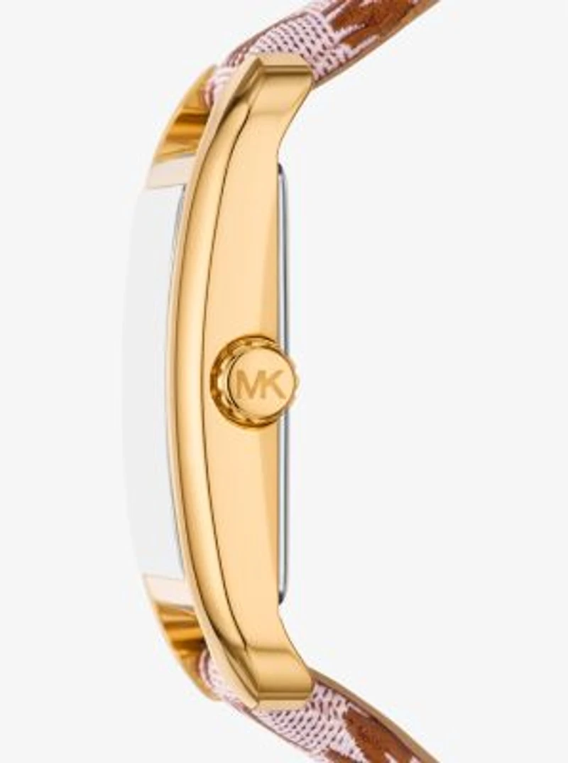 Monroe Gold-Tone and Logo Jacquard Watch