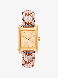Monroe Gold-Tone and Logo Jacquard Watch
