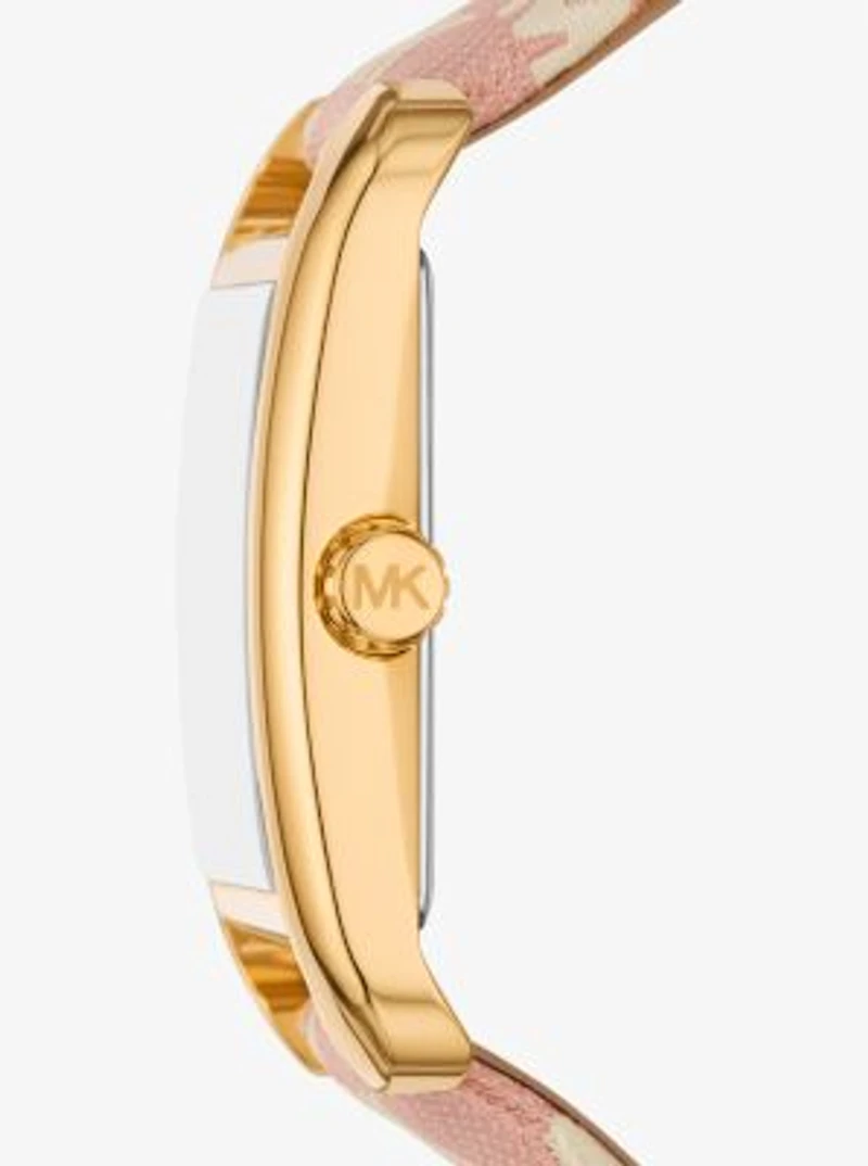 Monroe Gold-Tone and Logo Jacquard Watch