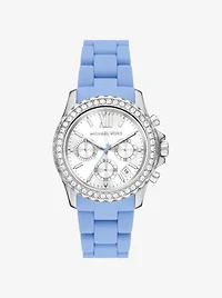 Everest Pavé Silver-Tone and Silicone Watch