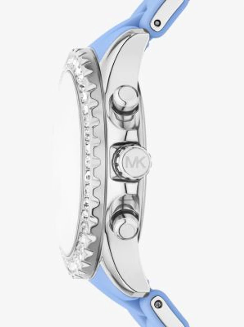 Everest Pavé Silver-Tone and Silicone Watch