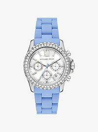 Everest Pavé Silver-Tone and Silicone Watch