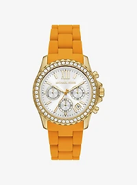 Everest Pavé Gold-Tone and Silicone Watch