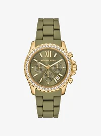 Oversized Everest Pavé Gold-Tone and Silicone Watch