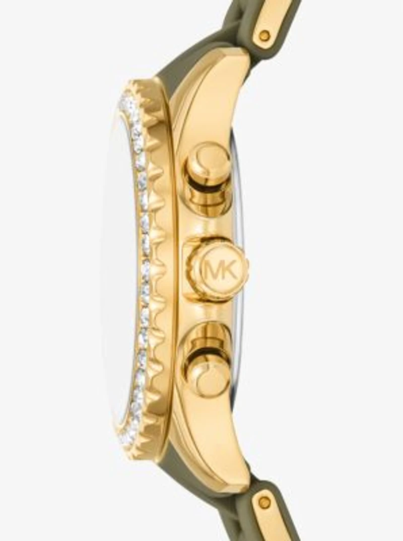 Oversized Everest Pavé Gold-Tone and Silicone Watch