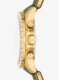 Oversized Everest Pavé Gold-Tone and Silicone Watch