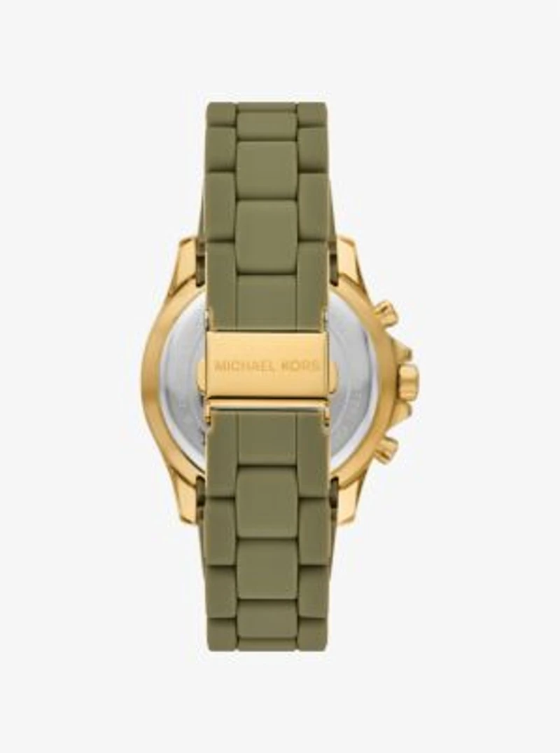 Oversized Everest Pavé Gold-Tone and Silicone Watch