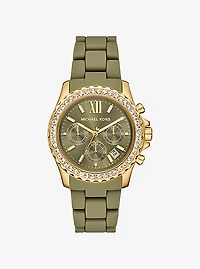 Oversized Everest Pavé Gold-Tone and Silicone Watch