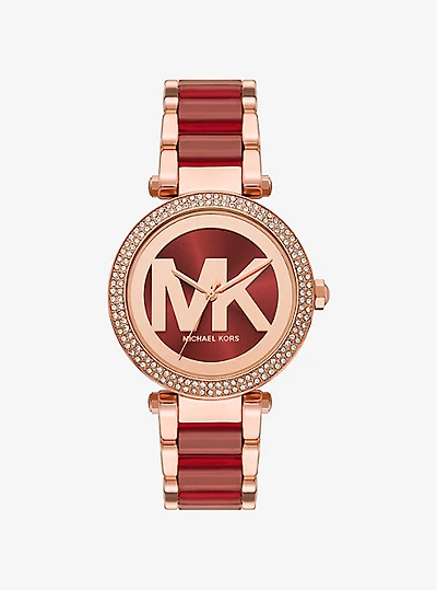 Parker Pavé Rose Gold-Tone and Acetate Watch
